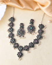 Altarf Flower Long Brass Necklace Set