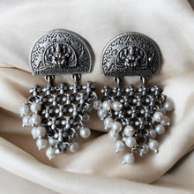 Goddess carved Earrings with White Pearls