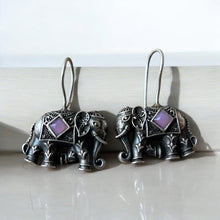 Long Hoop Elephant Carved Earring