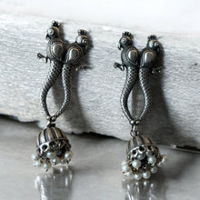 Long Elegant Dual Parrot Earrings with Jhumki