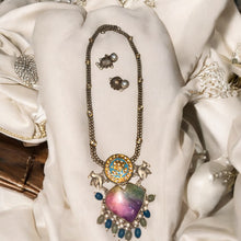 Natural Stone Chain Necklace  With Earrings