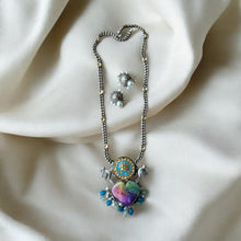 Natural Stone Chain Necklace  With Earrings