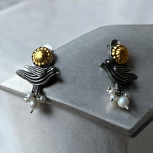 Elegant Dual Tone Birdie Earrings