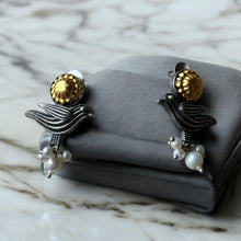 Elegant Dual Tone Birdie Earrings