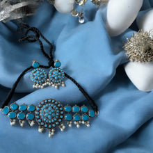 Sparkling Sky Blue Stone Necklace Set