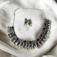 Elegant Colorfull Necklace Set with White Pearls